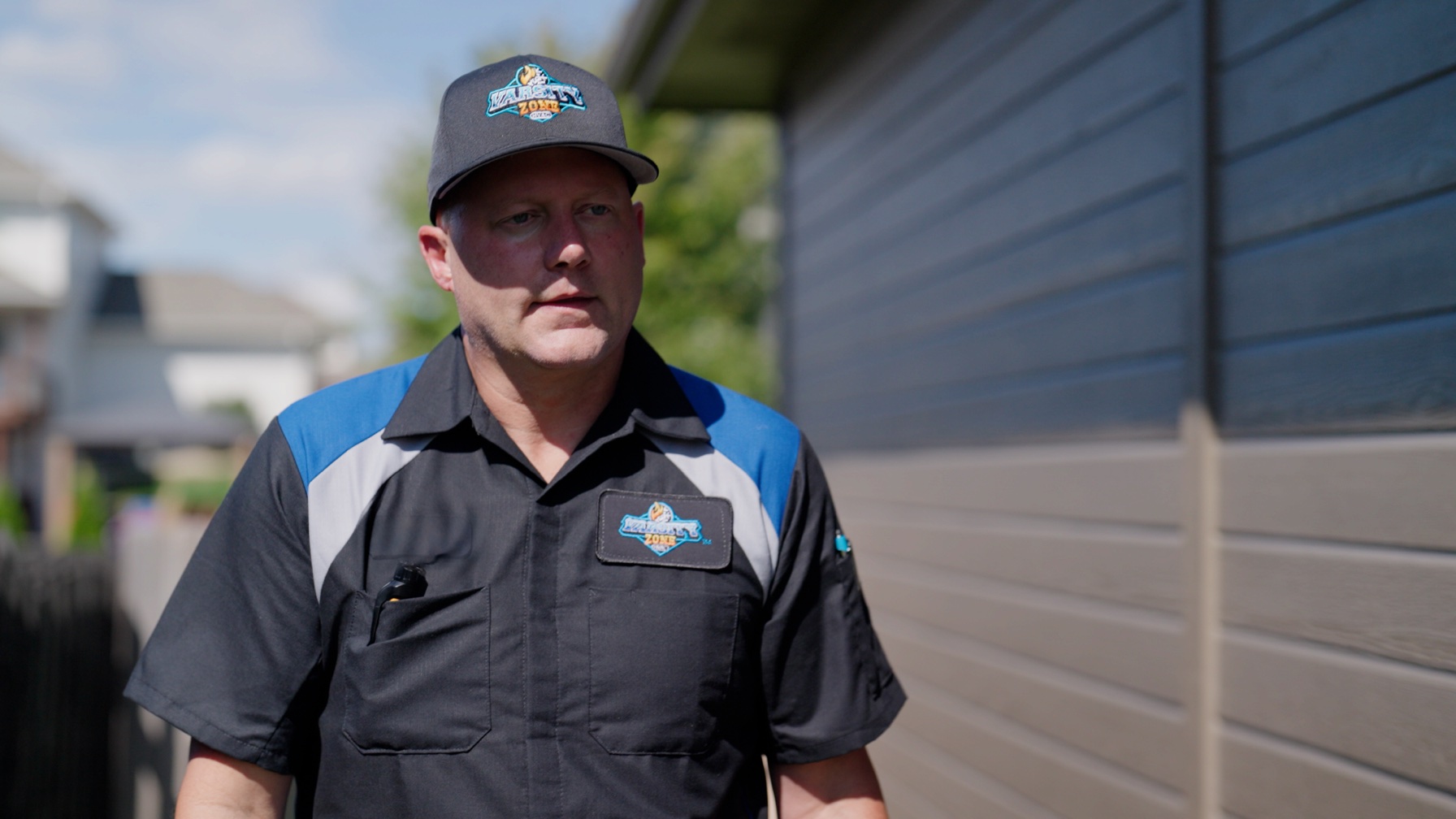 Varsity Zone HVAC technician arriving at a Frisco home